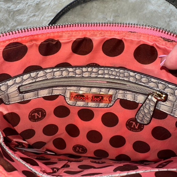 Nicole Lee Athena Patch Print Crossbody Handbag Denim Patches Rhinestones - Picture 5 of 11